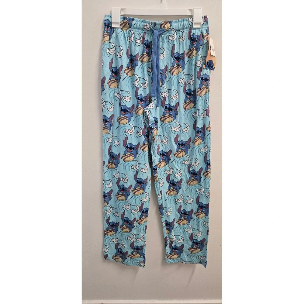 Disney Lilo & Stitch Womens Pajama Pants Blue Surfing Stitch Sleepwear Small NWT